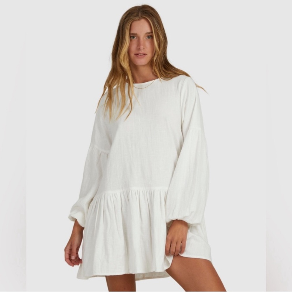 Billabong White Long Sleeve Mini Dress - Size M